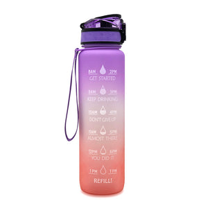 Motivational 1L Water Bottle for Boosting Daily Water Intake | BPA-Free Tritan Plastic | Removable Strainer | Easy to Clean | Ideal Gift Choice