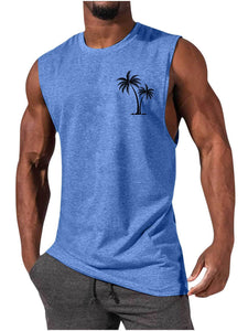 Stylish Men's Workout Muscle Tank Tops | Palm Tree Design | Range of Colors | Sleeveless