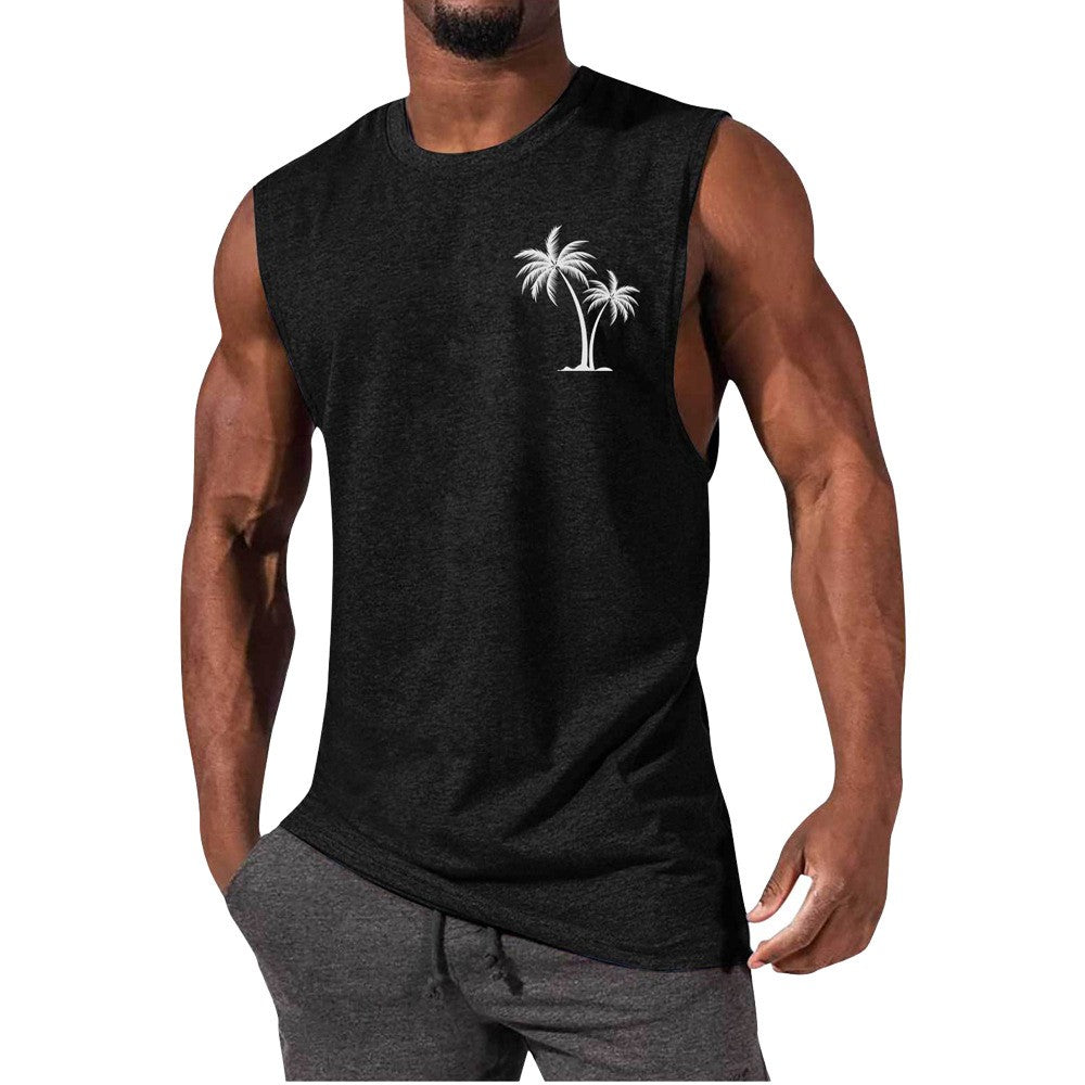 Stylish Men's Workout Muscle Tank Tops | Palm Tree Design | Range of Colors | Sleeveless