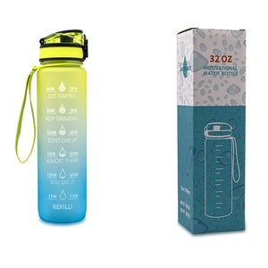 Motivational 1L Water Bottle for Boosting Daily Water Intake | BPA-Free Tritan Plastic | Removable Strainer | Easy to Clean | Ideal Gift Choice