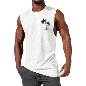 Stylish Men's Workout Muscle Tank Tops | Palm Tree Design | Range of Colors | Sleeveless