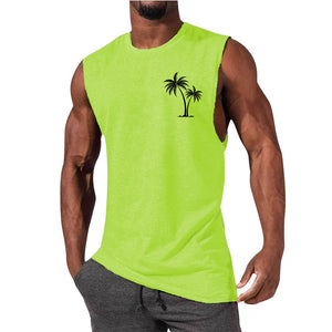 Stylish Men's Workout Muscle Tank Tops | Palm Tree Design | Range of Colors | Sleeveless