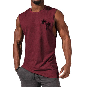 Stylish Men's Workout Muscle Tank Tops | Palm Tree Design | Range of Colors | Sleeveless