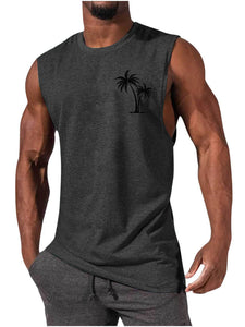 Stylish Men's Workout Muscle Tank Tops | Palm Tree Design | Range of Colors | Sleeveless