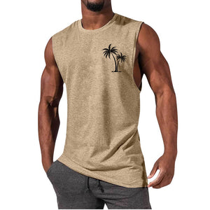 Stylish Men's Workout Muscle Tank Tops | Palm Tree Design | Range of Colors | Sleeveless